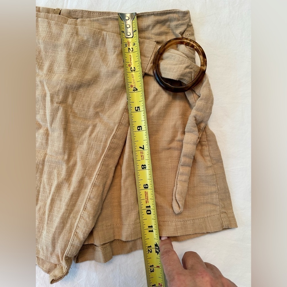 Juniors Hot Kiss Skort Tan Linen-Look Cotton Size 3 - Picture 3 of 9